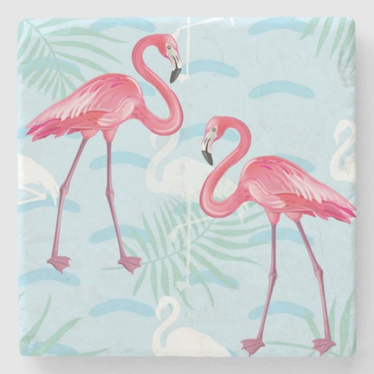 flamingo patroon 2 stenen onderzetter (Voorkant)