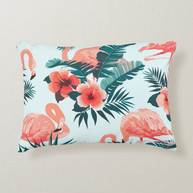 Flamingo patroon accent kussen (Voorkant)