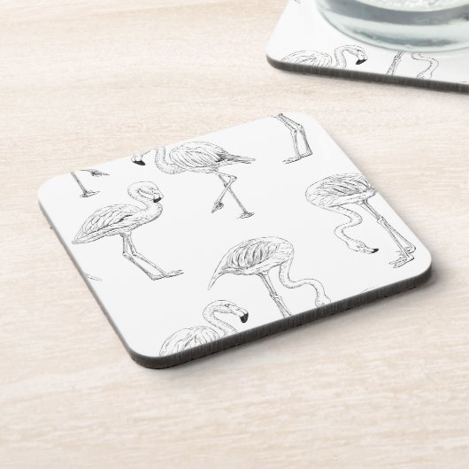 Flamingo patroon bier onderzetter (Linkerzijde)