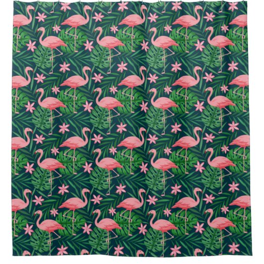 Flamingo patroon douchegordijn (Voorkant)