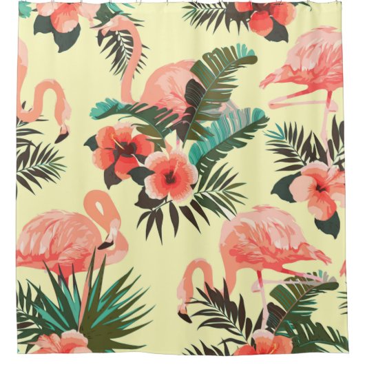 Flamingo patroon douchegordijn (Voorkant)