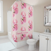 Flamingo patroon en naam exotische roze Waterverf Douchegordijn (In situ)