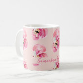 Flamingo patroon en naam exotische roze Waterverf Koffiemok (Voorkant links)
