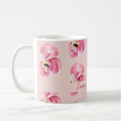Flamingo patroon en naam exotische roze Waterverf Koffiemok (Links)