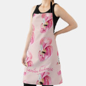 Flamingo patroon en naam exotische roze Waterverf Schort (Insitu)