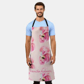 Flamingo patroon en naam exotische roze Waterverf Schort (Gedragen)