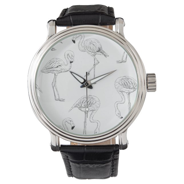 Flamingo patroon horloge (Voorkant)