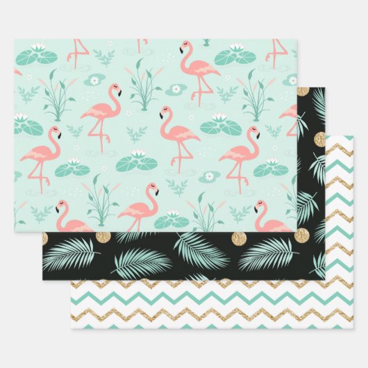 Flamingo patroon inpakpapier vel (Set)
