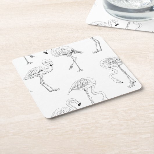 Flamingo patroon kartonnen onderzetters (Schuin)