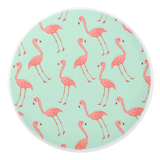 flamingo patroon keramische knop (Voorkant)