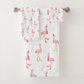 Flamingo patroon kersttaarroze bad handdoek (Insitu)