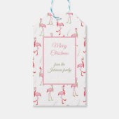 Flamingo patroon kersttaarroze cadeaulabel (Voorkant)
