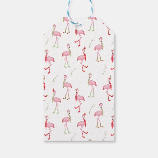 Flamingo patroon kersttaarroze cadeaulabel (Achterkant)
