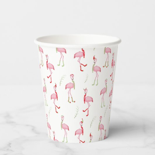 Flamingo patroon kersttaarroze papieren bekers (Achterkant)