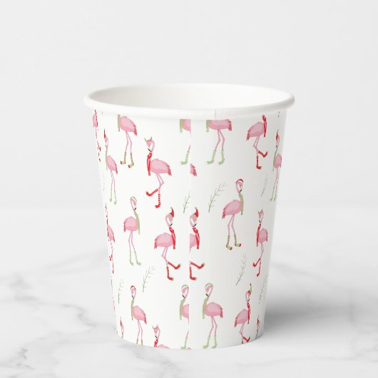 Flamingo patroon kersttaarroze papieren bekers (Rechts)