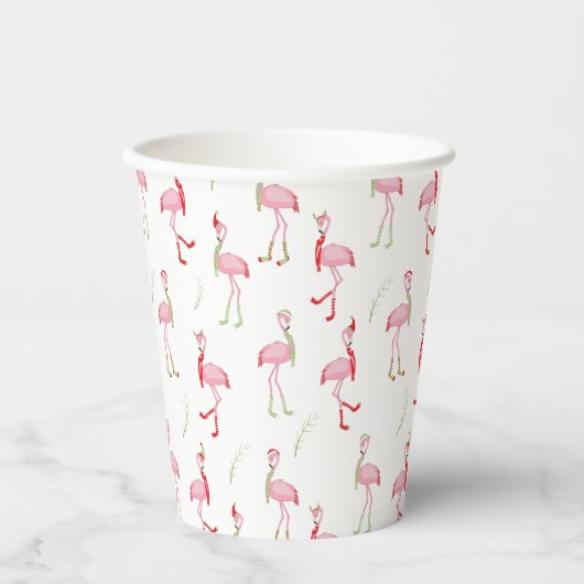 Flamingo patroon kersttaarroze papieren bekers (Voorkant)