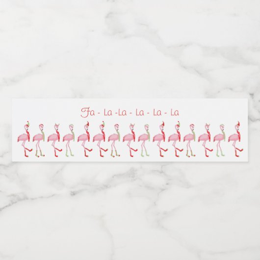 Flamingo patroon kersttaarroze waterfles etiket (Enkel label)
