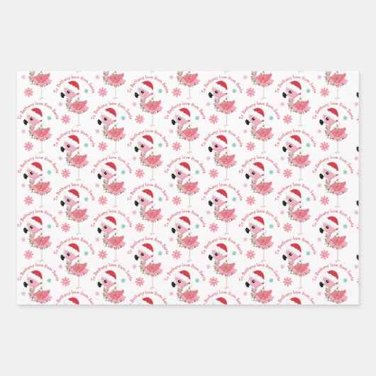 Flamingo patroon Kindernaad Kerstkerstkerstmis Inpakpapier Vel (Voorkant)