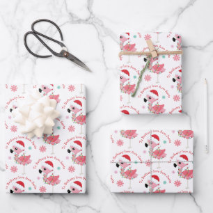 Flamingo patroon Kindernaad Kerstkerstkerstmis Inpakpapier Vel