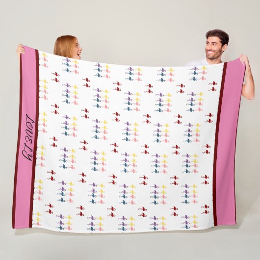 Flamingo patroon kleurrijk fleece deken (In situ)