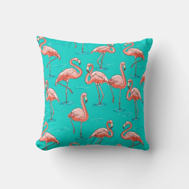 Flamingo patroon kussen (Voorkant)