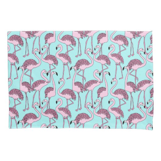 Flamingo patroon kussensloop (Voorkant-Links)