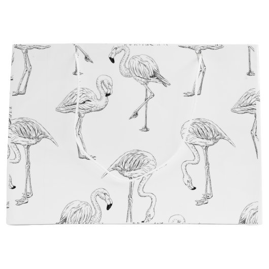 Flamingo patroon large cadeautasje (Voorkant)