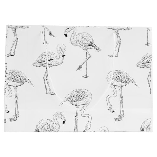 Flamingo patroon large cadeautasje (Achterkant)