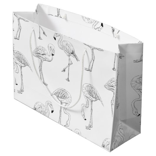 Flamingo patroon large cadeautasje (Achterkant Gekanteld)