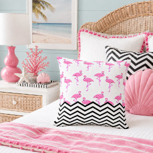 Flamingo Patroon met Chevron Strepen Kussen