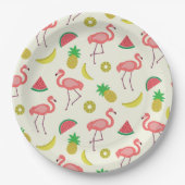 Flamingo patroon met Watermeloen en Ananas Papieren Bordje (Voorkant)