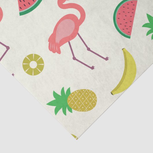 Flamingo patroon met Watermeloen en Ananas Tissuepapier (Detail)