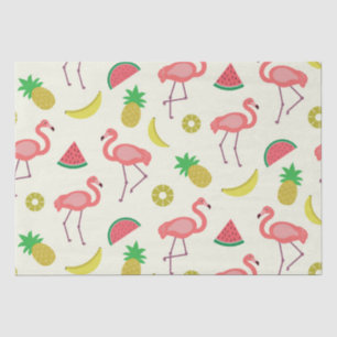 Flamingo Patroon met Watermeloen en Ananassen Tissuepapier