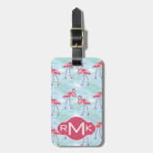 flamingo patroon | Monogram Bagagelabel (Voorkant verticaal)