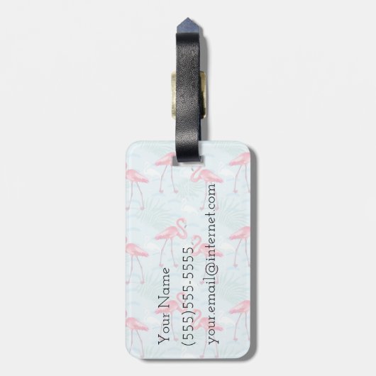 flamingo patroon | Monogram Bagagelabel (Achterkant verticaal)
