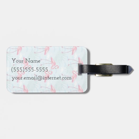flamingo patroon | Monogram Bagagelabel (Achterkant horizontaal)