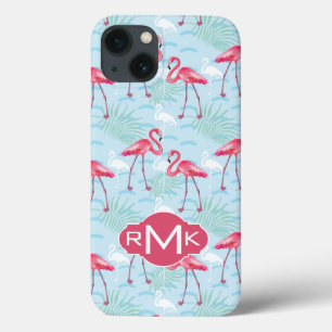 Flamingo patroon   Monogram iPhone 13 Hoesje