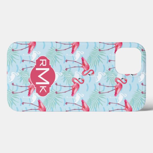 Flamingo patroon | Monogram Case-Mate iPhone Case (Achterkant (horizontaal))