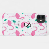 Flamingo patroon Monogram en Naam Aangepast Case-Mate iPhone Case (Achterkant (horizontaal))