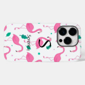 Flamingo patroon Monogram en Naam Aangepast Case-Mate iPhone Case (Achterkant (horizontaal))