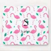 Flamingo patroon Monogram en Naam Aangepast Muismat (Voorkant)