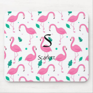 Flamingo patroon Monogram en Naam Aangepast Muismat