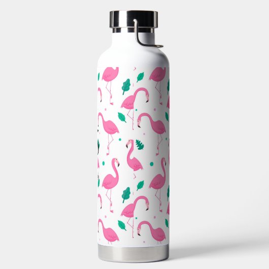 Flamingo patroon Monogram en Naam Aangepast Waterfles (Links)