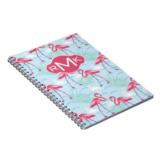 flamingo patroon | Monogram Notitieboek (Rechterzijde)