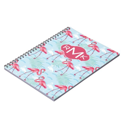 flamingo patroon | Monogram Notitieboek (Linkerzijde)