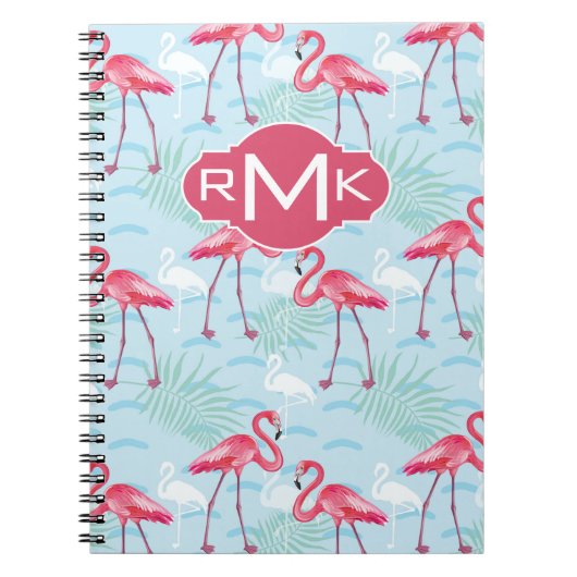 flamingo patroon | Monogram Notitieboek (Voorkant)