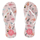 Flamingo patroon Monogram | TEENSLIPPERS (Voetbed)