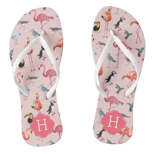 Flamingo patroon Monogram | TEENSLIPPERS (Voetbed)