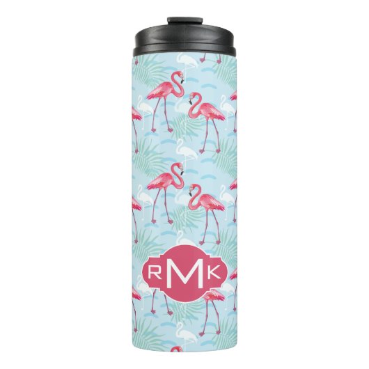 flamingo patroon | Monogram Thermosbeker (Voorkant)