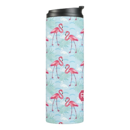 flamingo patroon | Monogram Thermosbeker (Gedraaid links)